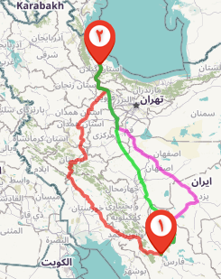 مسیر حمل بار رشت به شیراز